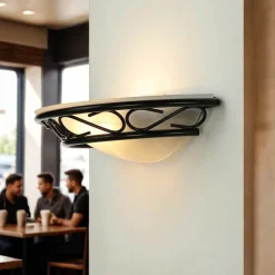 Easylight Alabaster Glas Wandleuchte Schwarz ATHEN rustikal< Wandleuchten|Flurlampen