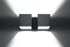 Sollux Aluminium Wandleuchte Grau eckig Up Down 2x G9 GEO< Moderne Lampen|Küchenlampen