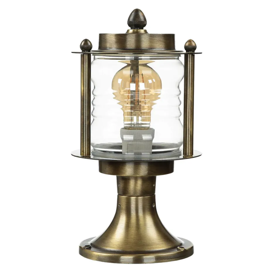 Lido Antike Außenleuchte Sockellampe MYKO Echt-Messing< Rustikale Lampen|Messinglampen