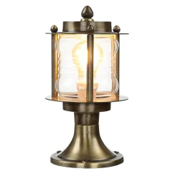 Lido Antike Außenleuchte Sockellampe MYKO Echt-Messing< Rustikale Lampen|Messinglampen