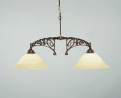 Berliner Messingleuchten Antike Hängeleuchte Messing Glas Elfenbein E27 86 cm< Hängelampen|Bürolampen