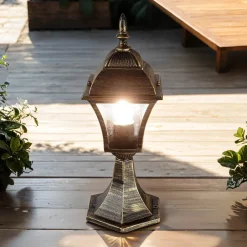 Rabalux Antike Sockellampe Außen TOSCANA E27 Gold IP43< Rustikale Lampen|Wegeleuchten