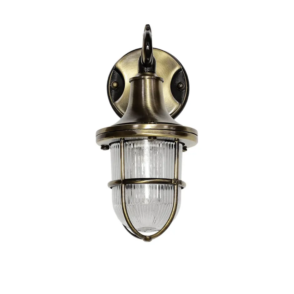 Rustikale Lampen|Metall Lampen*Lido Antike Wandlampe Echt Messing für Außen SANTORIN