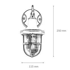 Rustikale Lampen|Metall Lampen*Lido Antike Wandlampe Echt Messing für Außen SANTORIN