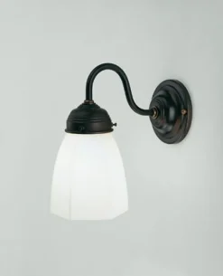 Berliner Messingleuchten Antike Wandlampe Messing Glas E27 T:21 cm Jugendstil< Wohnzimmerlampen|Metall Lampen