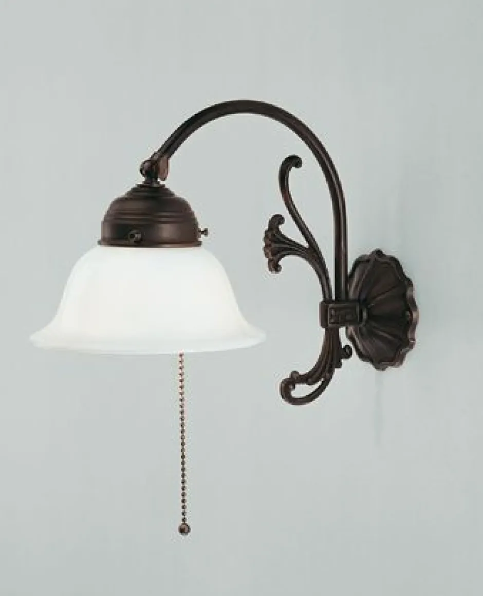 Wohnzimmerlampen|Küchenlampen*Berliner Messingleuchten Antike Wandleuchte Glas Messing E27 mit Zugschalter