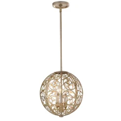 Deckenleuchten|Rustikale Lampen*Elstead Arabesque Deckenleuchte Kugel Schirm Blattsilber