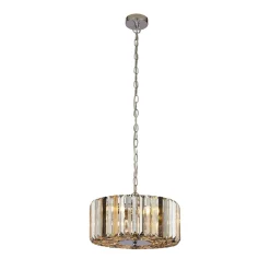 Searchlight Art Déco Pendelleuchte rund Ø 35 cm Kristall Rauchglas< Wohnzimmerlampen|Glaslampen