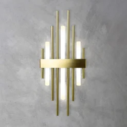 Giovanni Battista Art Déco Wandleuchte 70,5cm hoch Messing massiv 3x S14d< Wandleuchten|Badezimmer Lampe