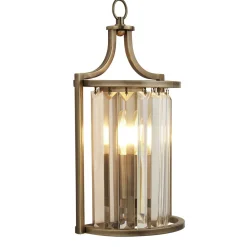 Easylight Art Déco Wandleuchte Kristall E14 H: 35 cm in Messing antik< Wandleuchten|Flurlampen