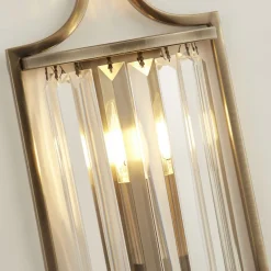 Easylight Art Déco Wandleuchte Kristall E14 H: 35 cm in Messing antik< Wandleuchten|Flurlampen