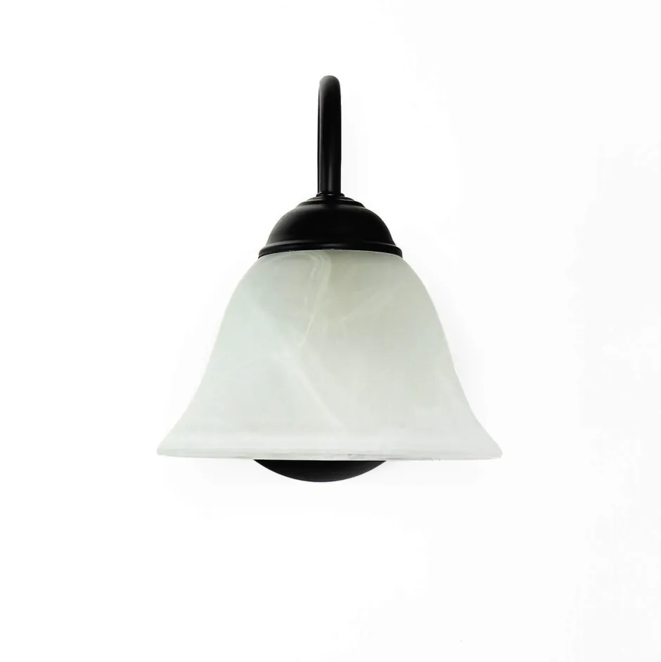 Easylight ATHEN Wandlampe Landhaus Schwarz Alabaster Glas< Glaslampen|Rustikale Lampen