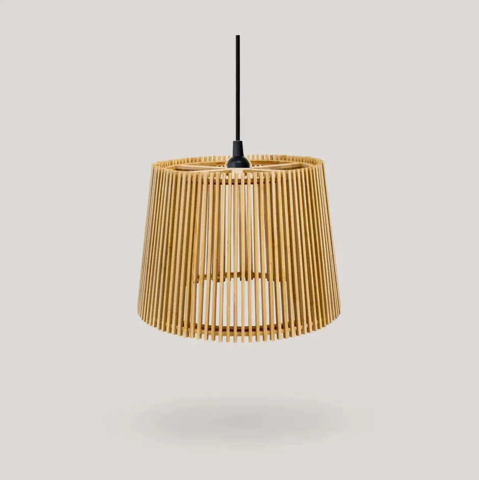 Metall Lampen|Hängeleuchten Außen*Newgarden Außen Hängeleuchte Holzschirm E27 IP44 Ø 39 cm YOKKA