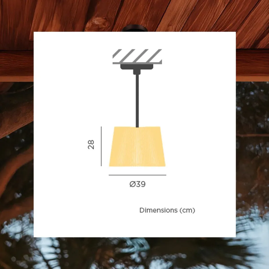 Metall Lampen|Hängeleuchten Außen*Newgarden Außen Hängeleuchte Holzschirm E27 IP44 Ø 39 cm YOKKA