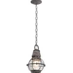 Vintage Lampen|Hängeleuchten Außen*Elstead Außen Hängeleuchte LOUIS Glas Stahl IP44 Vintage