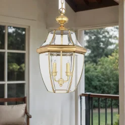 Elstead Außen Hängeleuchte Messing Glas verstellbar rostfrei< Metall Lampen|Messinglampen