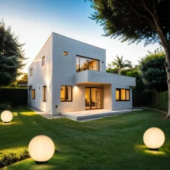 SU-MA Außen Kugellampe Ø30 cm Weiß IP44 E27< Metall Lampen|Kugellampen