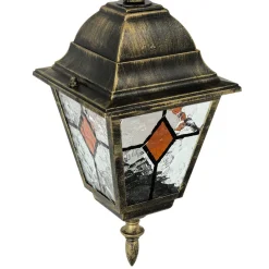 Rustikale Lampen|Hängeleuchten Außen*Easylight Außen Pendelleuchte Gold Antik SALZBURG Tiffany Stil