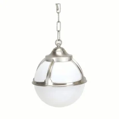 Lido Außen Pendelleuchte Kugel Messing in Nickel Weiß< Außenleuchten Messing|Vintage Lampen