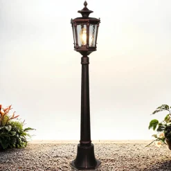Rustikale Lampen|Wegeleuchten*Nowodvorski Außen Stehlampe Bronze Antik Ornament Glas E27 AMUR