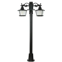 Rustikale Lampen|Wegeleuchten*Lido Außen Stehleuchte Schwarz 2-flmg rustikal OTHONOI