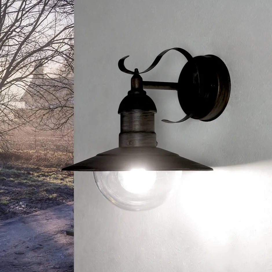 Rustikale Lampen|Rustikale Außenleuchten*Harms Import Außen Wandlampe Antik Gold OSLO rustikal wetterfest