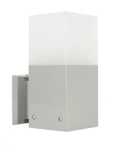 SU-MA Außen Wandlampe eckig in Silber IP44 E27 AWERNE< Außenwandleuchten|Metall Lampen