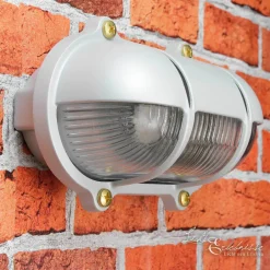 Rustikale Lampen|Metall Lampen*Lido Außen Wandlampe Grau aus Echt-Messing SKIATHOS