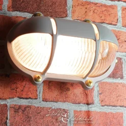 Rustikale Lampen|Metall Lampen*Lido Außen Wandlampe Grau aus Echt-Messing SKIATHOS