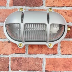 Rustikale Lampen|Metall Lampen*Lido Außen Wandlampe Grau aus Echt-Messing SKIATHOS