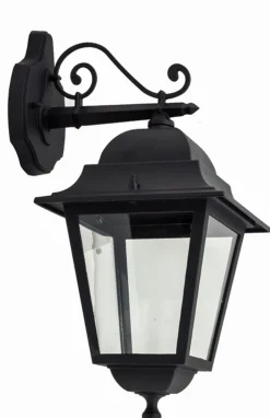 Außenwandleuchten|Rustikale Lampen*Lido Außen Wandleuchte antik Schwarz Aluminium IP44 Rustikal