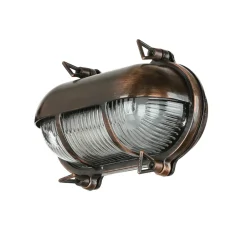 Rustikale Lampen|Metall Lampen*Lido Außen Wandleuchte Messing massiv Glas IP64 E27 Weiß