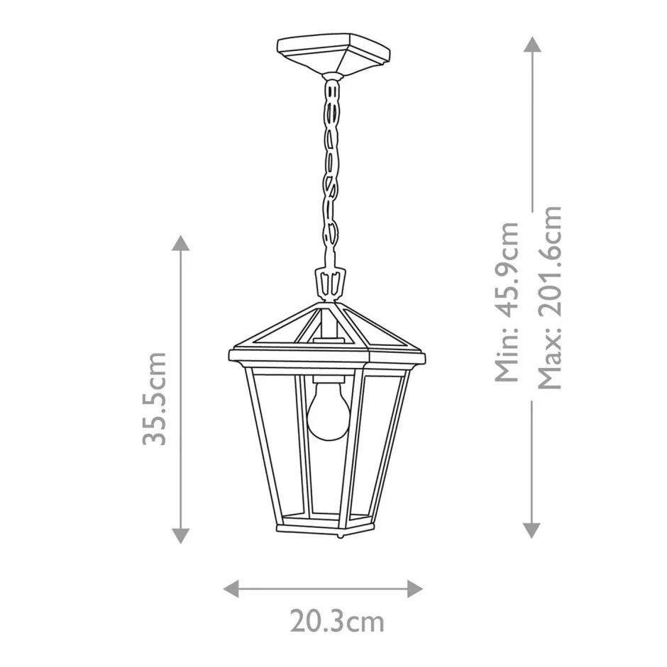 Elstead Außenlampe E27 IP44 B: 20,3 cm Schwarz hängend< Metall Lampen|Vintage Lampen