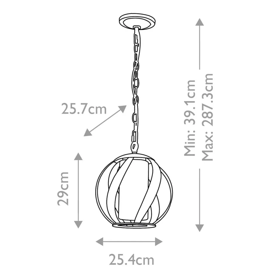 Kugellampen|Rustikale Lampen*Elstead Außenlampe Glas Metall E27 IP44 H: max. 287,3 cm Modern