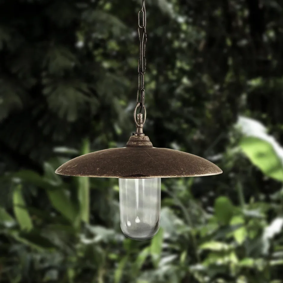 Giovanni Battista Außenlampe hängend IP44 E27 Ø 30,5 cm Echt-Messing< Außenleuchten Antik|Außenleuchten Messing