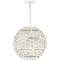 Metall Lampen|Rustikale Lampen*Elstead Außenlampe hängend Korbschirm E27 IP44 Ø 40,5 cm Weiß Antik