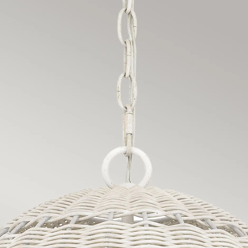 Metall Lampen|Rustikale Lampen*Elstead Außenlampe hängend Korbschirm E27 IP44 Ø 40,5 cm Weiß Antik