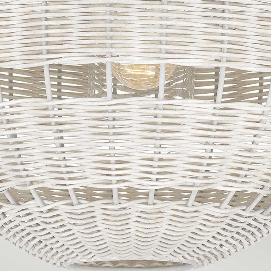 Metall Lampen|Rustikale Lampen*Elstead Außenlampe hängend Korbschirm E27 IP44 Ø 40,5 cm Weiß Antik