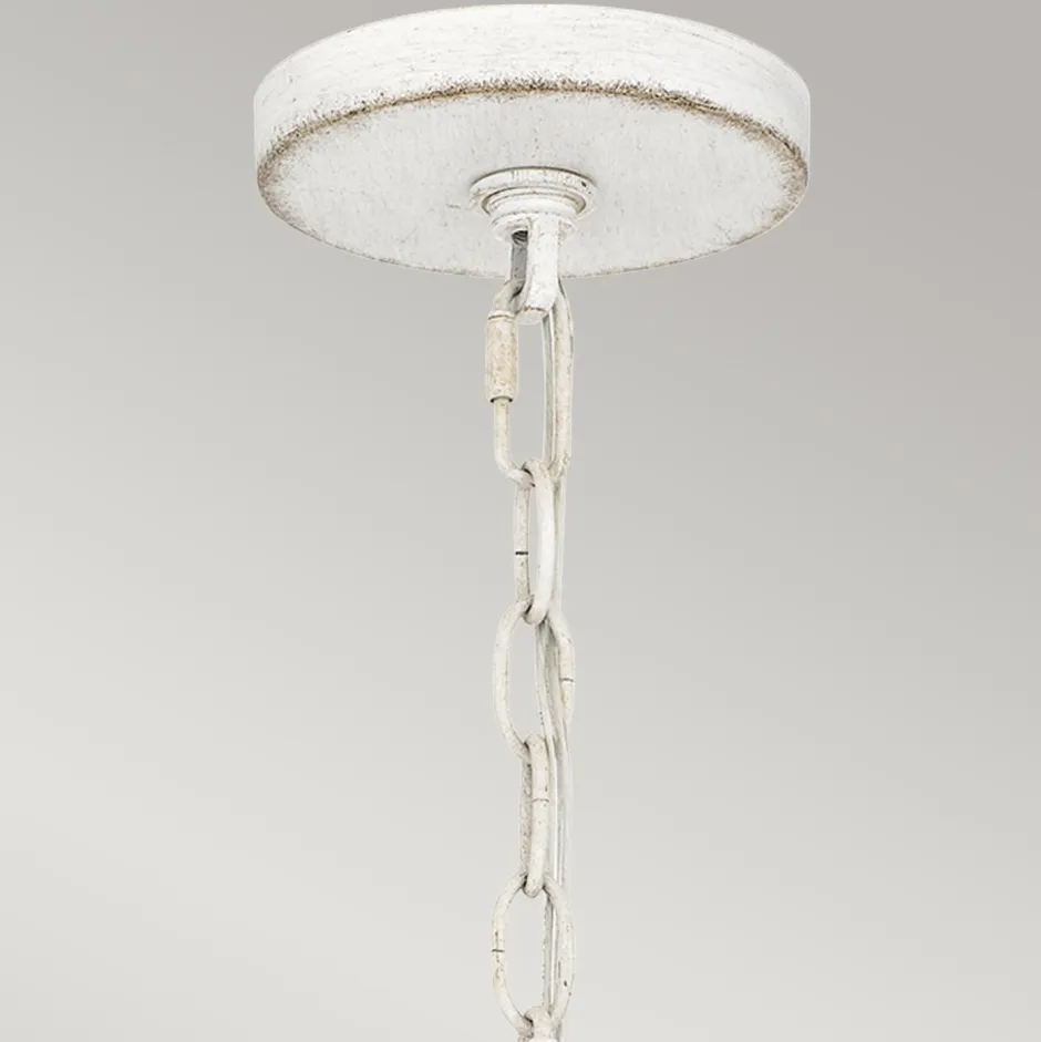 Metall Lampen|Rustikale Lampen*Elstead Außenlampe hängend Korbschirm E27 IP44 Ø 40,5 cm Weiß Antik