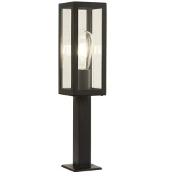 Metall Lampen|Wegeleuchten*Searchlight Außenlampe IP44 E27 45 cm Schwarz Glas Edelstahl Modern