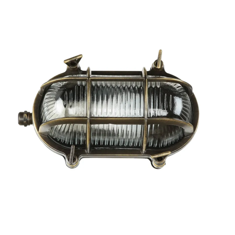 Lido Außenlampe Messing Riffelglas E27 IP64 Maritim SKIATHOS< Rustikale Lampen|Metall Lampen