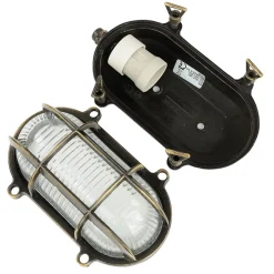 Lido Außenlampe Messing Riffelglas E27 IP64 Maritim SKIATHOS< Rustikale Lampen|Metall Lampen