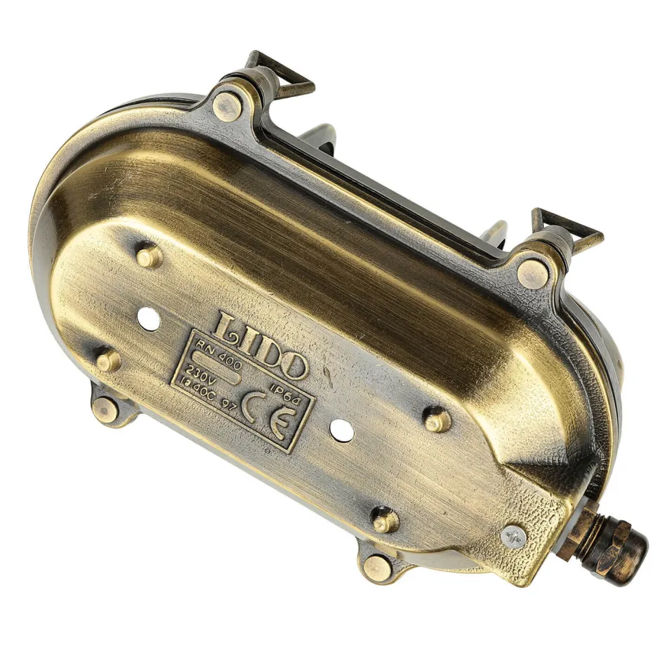 Lido Außenlampe Messing Riffelglas E27 IP64 Maritim SKIATHOS< Rustikale Lampen|Metall Lampen