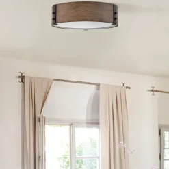 Elstead Außenlampe rund D: 38,1 cm IP44 E14 in Holz Optik blendarm< Metall Lampen|Rustikale Lampen