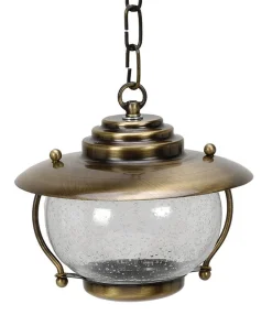 Lido Außenlampe Rund Glas Messing in Antik IP43 Terrasse< Rustikale Lampen|Metall Lampen