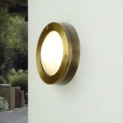 Lido Außenlampe Rund Messing Wand Haus Terrasse< Rustikale Lampen|Metall Lampen