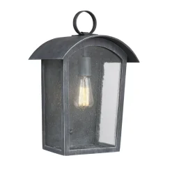 Elstead Außenlampe Schwarz antik Regenglas E27 IP44 Rustikal< Außenleuchten Antik|Außenwandleuchten