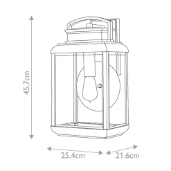 Metall Lampen|Vintage Lampen*Elstead Außenlampe Wand E27 IP44 45,7 cm hoch Glas Aluminium