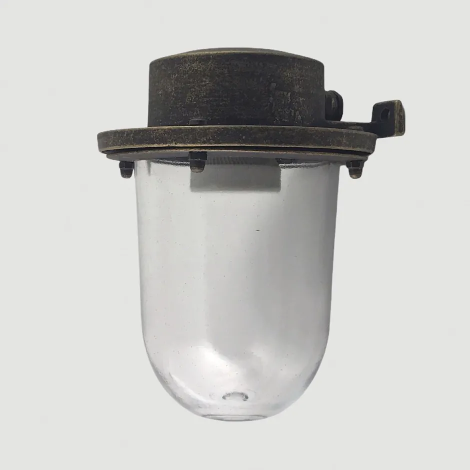 Andromeda Außenlampe Wand Echt-Messing Glas H: 18 cm IP64 für E27< Gartenlaternen|Messinglampen