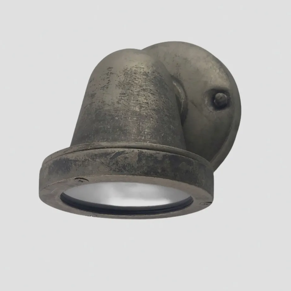 Außenwandleuchten|Messinglampen*Andromeda Außenlampe Wand Echt-Messing Glas 14 cm hoch IP64 Downlight